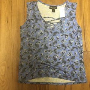 WOMENS LACE UP SLEEVELESS SHIRT